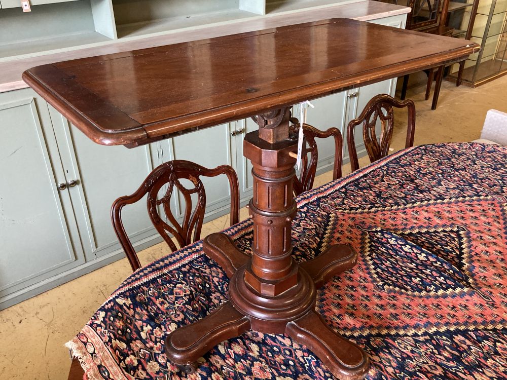 A Victorian mahogany adjustable reading table, width 82cm, depth 40cm, height 70cm